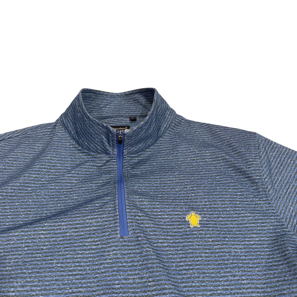 Simply Southern Mens Blue Striped Quarter Zip Pullover Sweater Size Large - Picture 3 of 10
